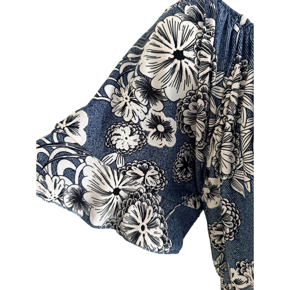 Anthropologie Kindred Floral Maxi Dress L Blue Smocked Waist Boho Cottagecore - Picture 5 of 10